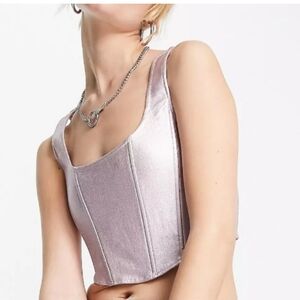 NA•KD Shiny Corset Detail Top,size EU32/US2/S